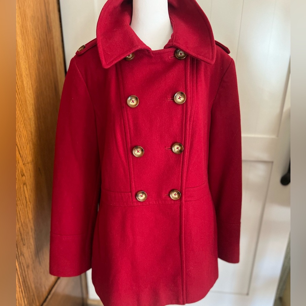 Micheal Kors pea coat red- wool- XL